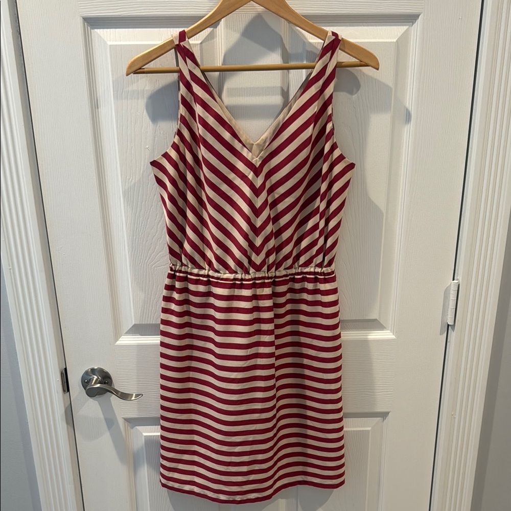 Striped Pink and Cream Sleeveless Dress
